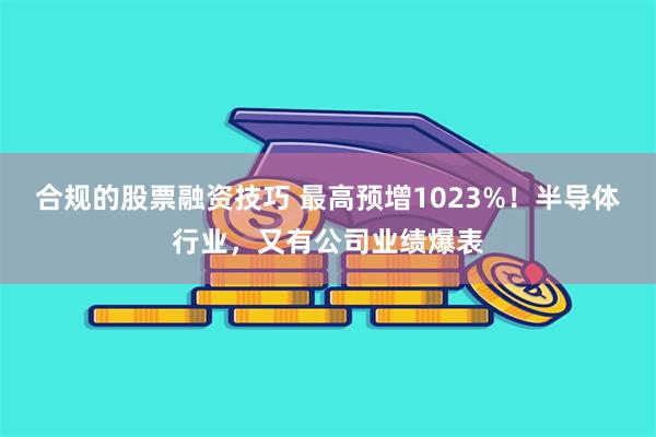 合规的股票融资技巧 最高预增1023%！半导体行业，又有公司业绩爆表