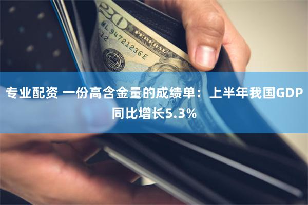 专业配资 一份高含金量的成绩单：上半年我国GDP同比增长5.3%